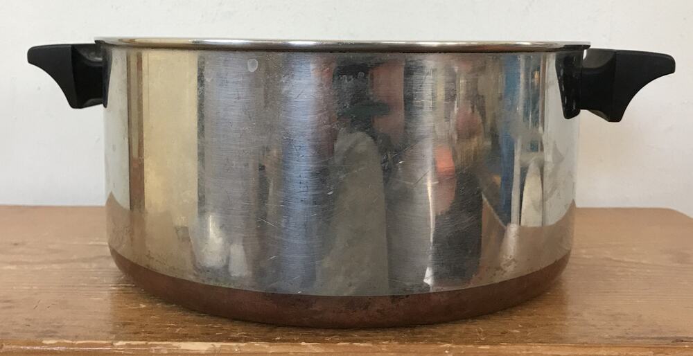 Vtg 1991 Copper Clad Stainless Revere Ware Stockpot 4.5 qt Handles Clinton IL